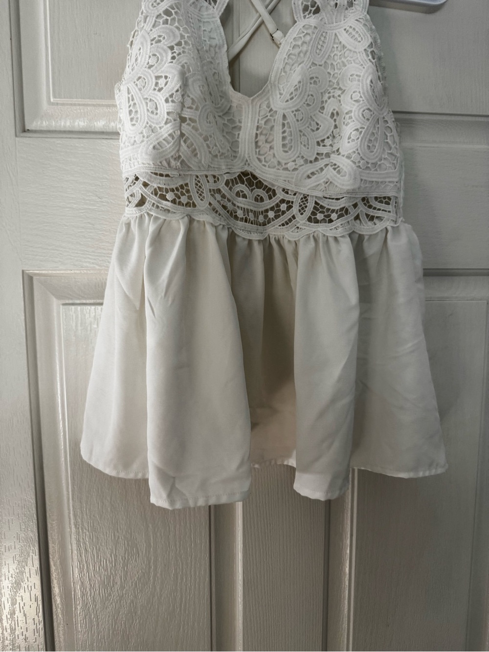 White Lace Bodice Peplum Tank Top babydoll